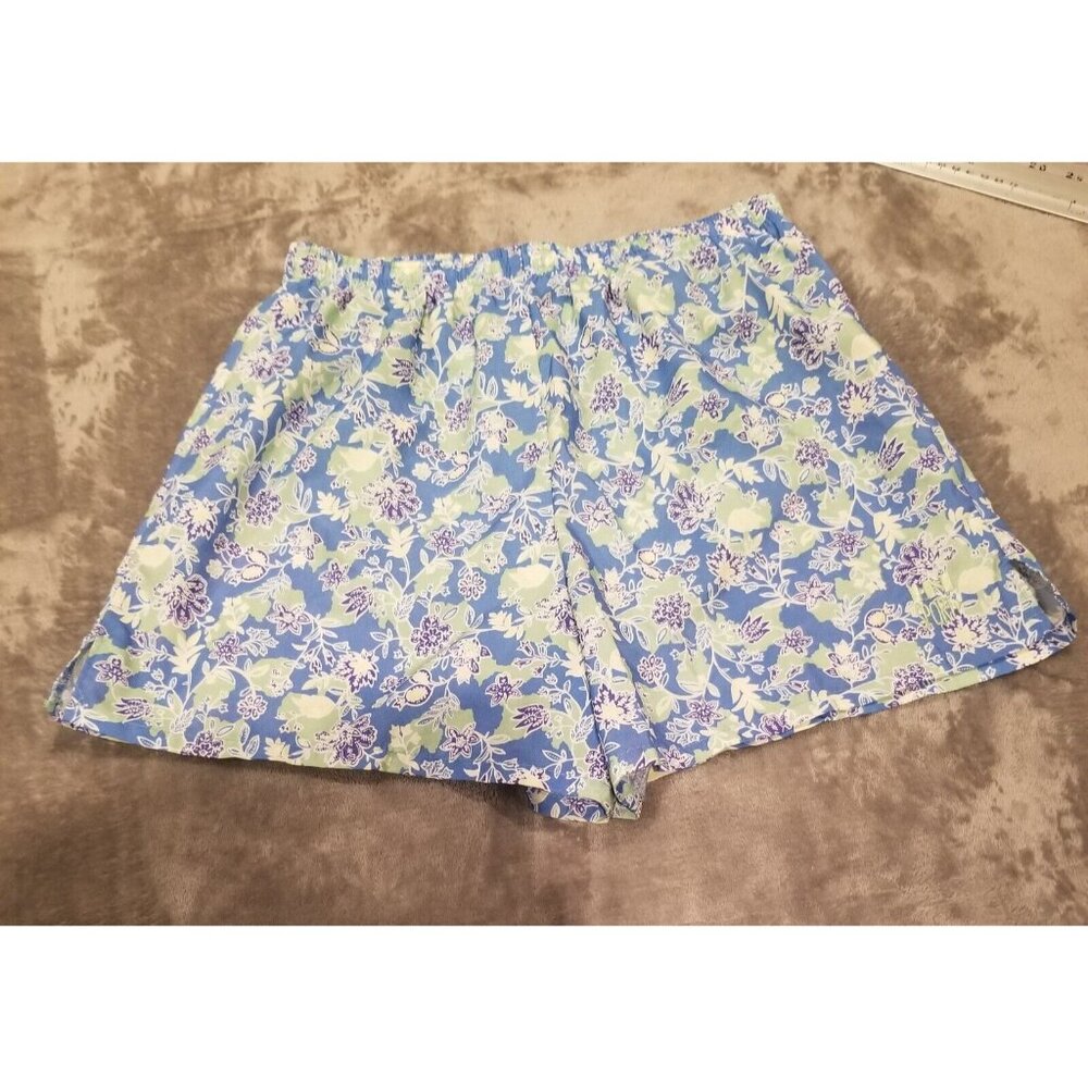 In Sport Womens Running Beach Shorts Size Medium Blue Floral Print Elastic Waist